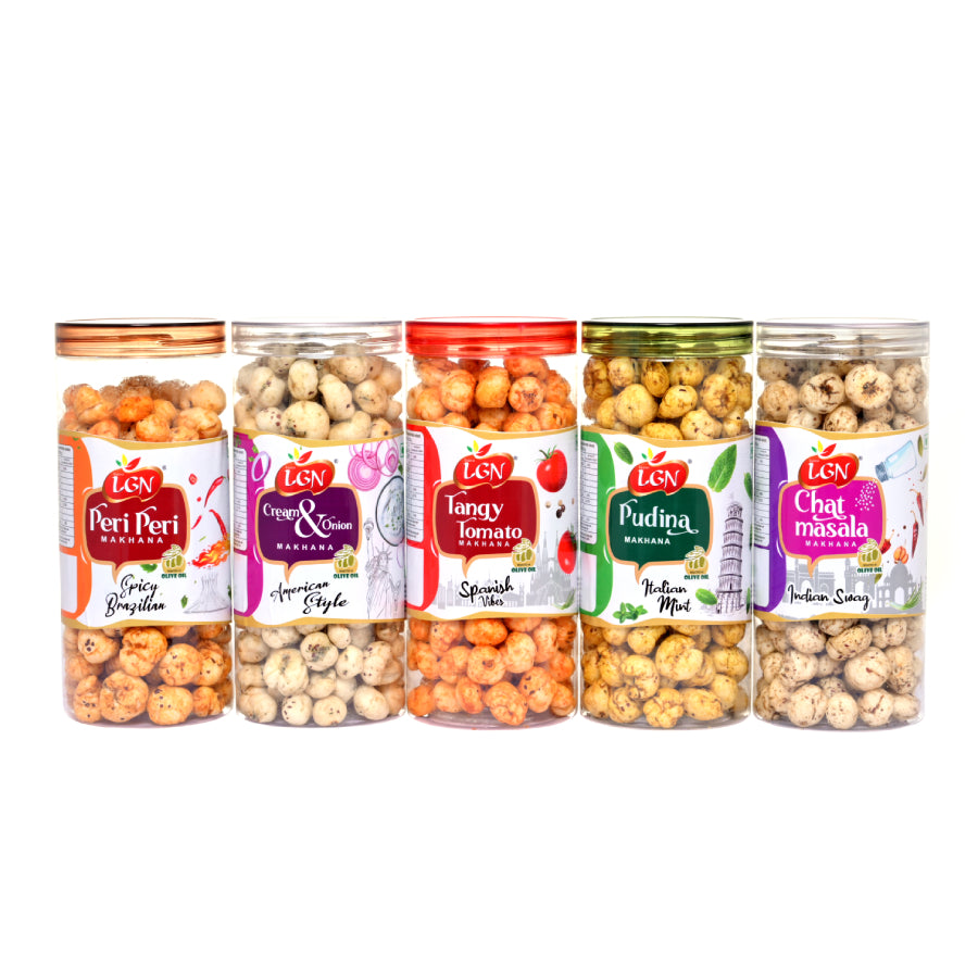 LGN COMBO 5Makhana (FOX NUTS) 90G JAR*5=450G