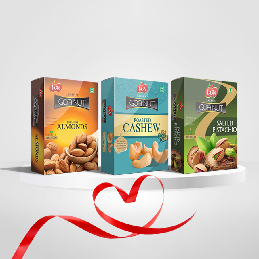 Premium Nuts & Dry Fruits Combo 750g (Cashew Roasted ,Almonds Roasted & Pistachio Roasted 250g Each Box)