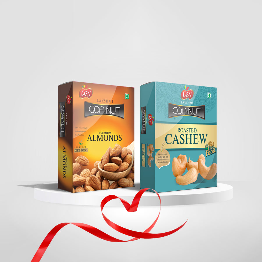 Premium Roasted Nuts Combo (Cashews & California Almonds250g Each Box) 500g