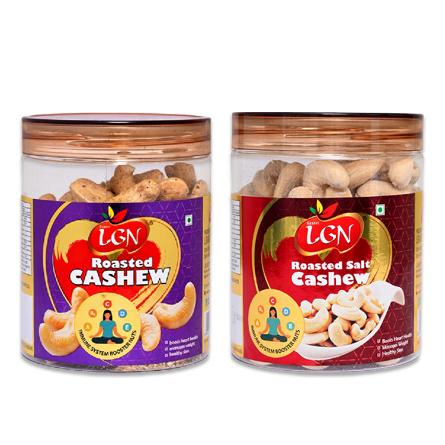 Premium Roasted Cashew Nuts Combo(Masala Roasted &Salted Roasted 250g Each JAR ) 500g
