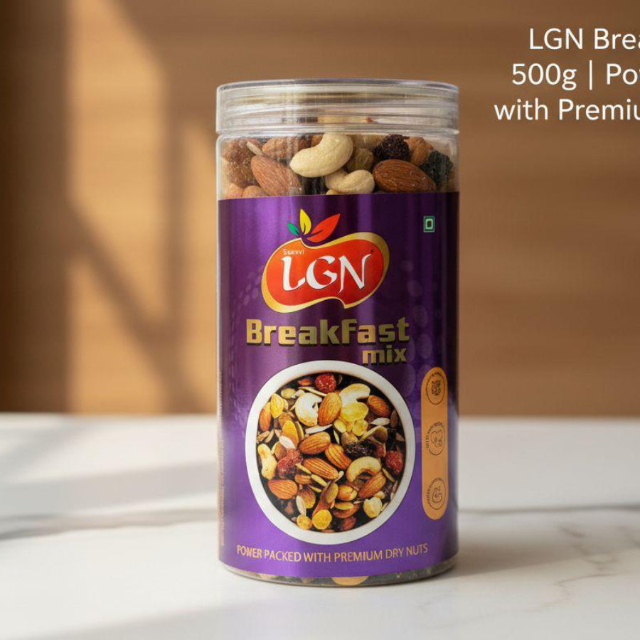 Premium Breakfast Mix | Glass Jar | 500g,1kg & 2kg | LGN NUTS