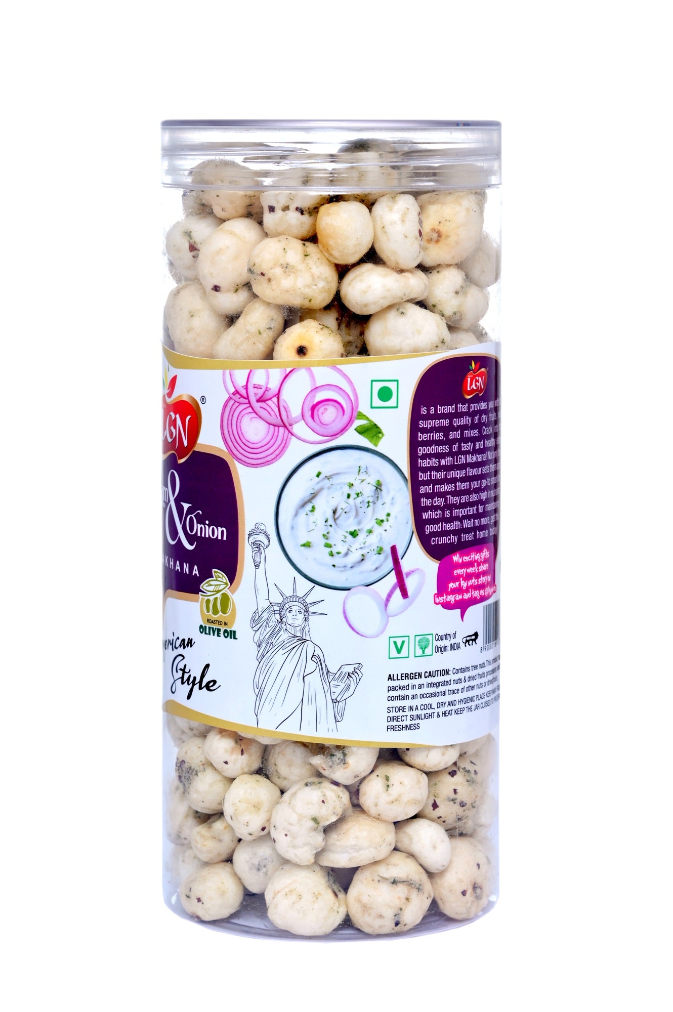 MAKHANA FOX NUTS CREAM AND ONION  FLAVOUR 90GM