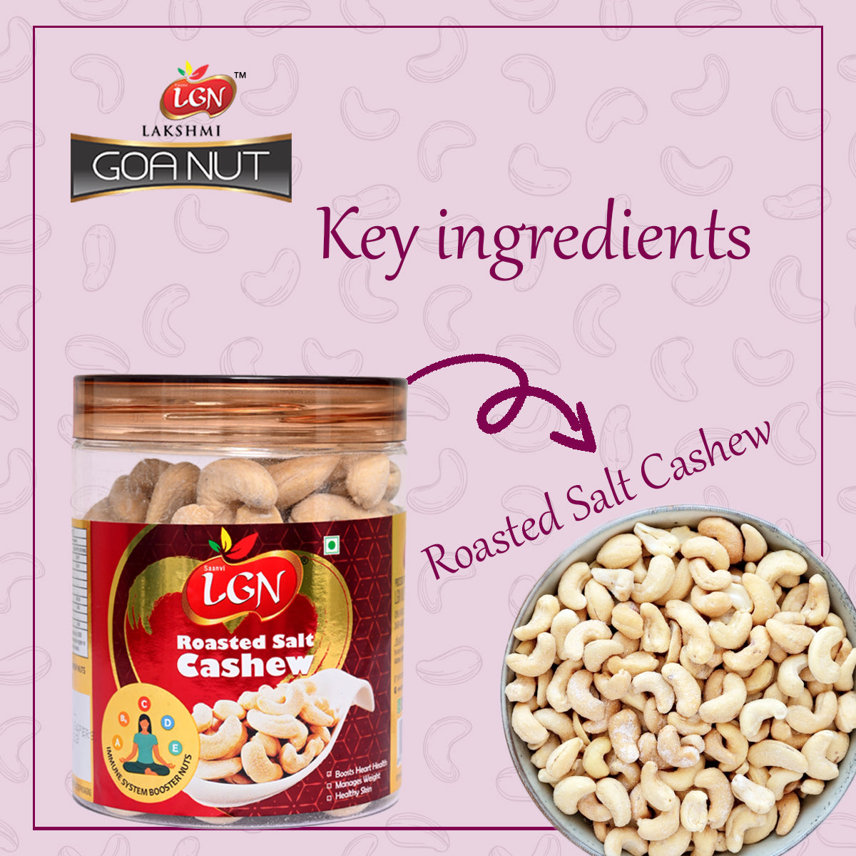 LGN CASHEW SALT ROASTED JAR 250GMS