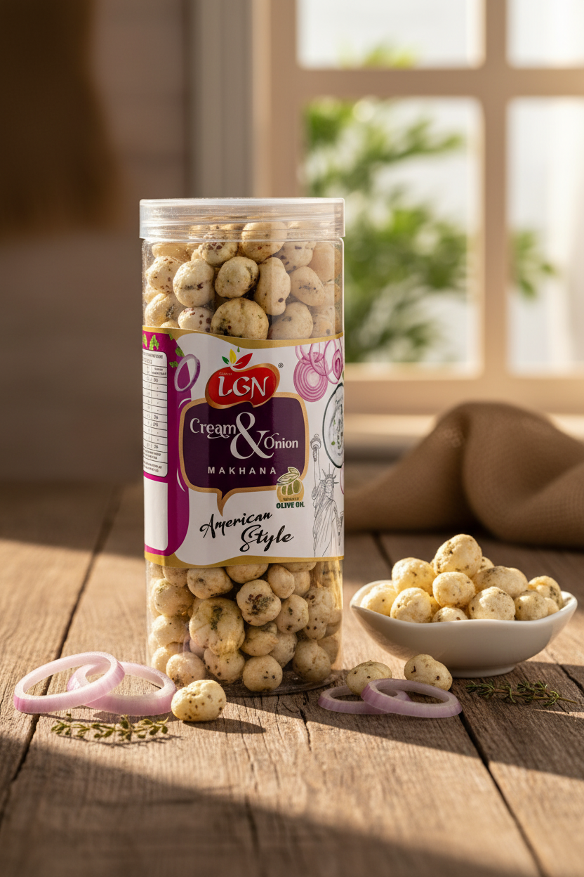 MAKHANA FOX NUTS CREAM AND ONION FLAVOUR 90GM product image