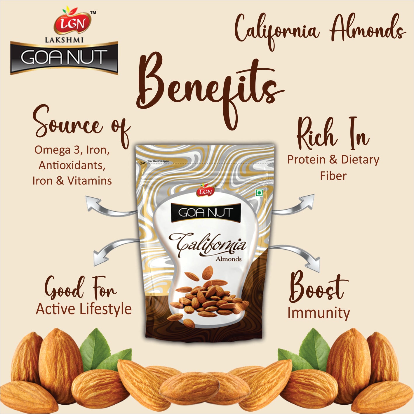 LGN CALIFORNIA ALMONDS POUCH