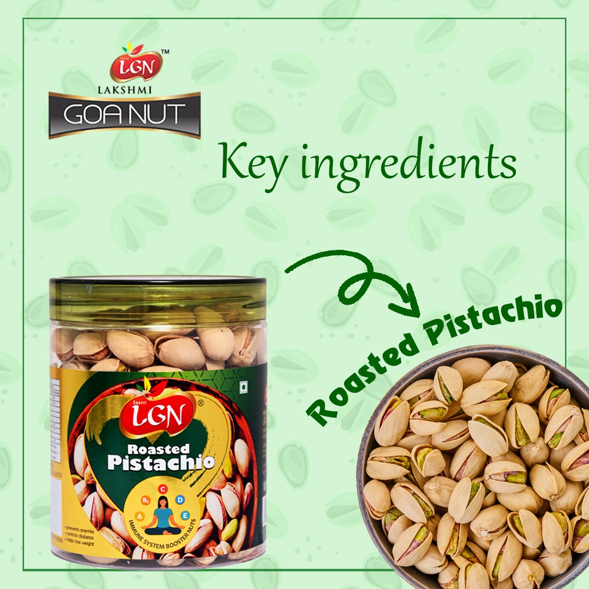 LGN Roasted & Salted California Pistachios Jar - Image 2