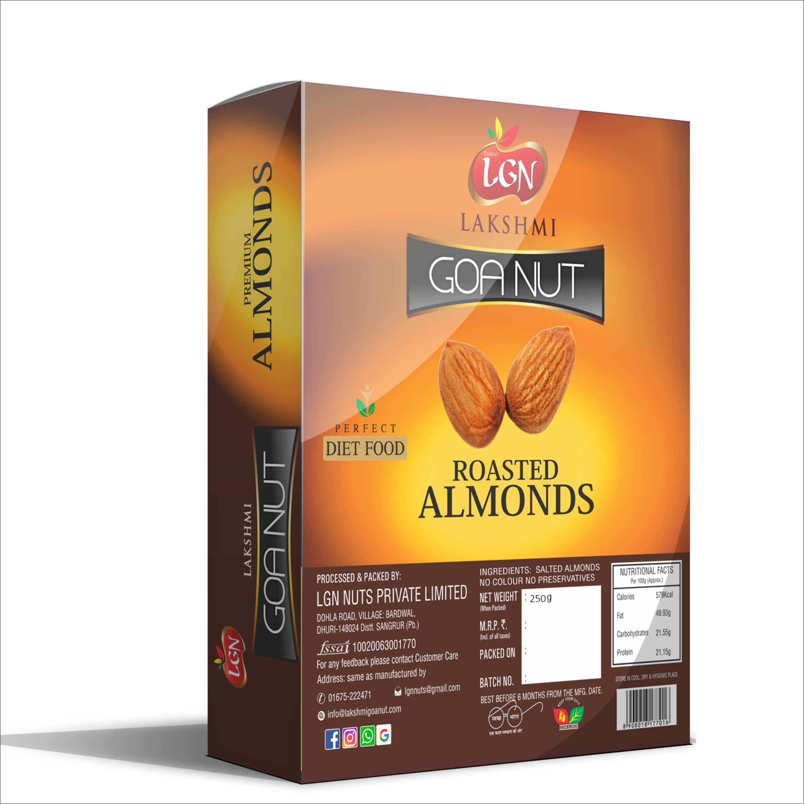 LGN Roasted & Lightly Salted Premium Californian Almonds Box - Image 4