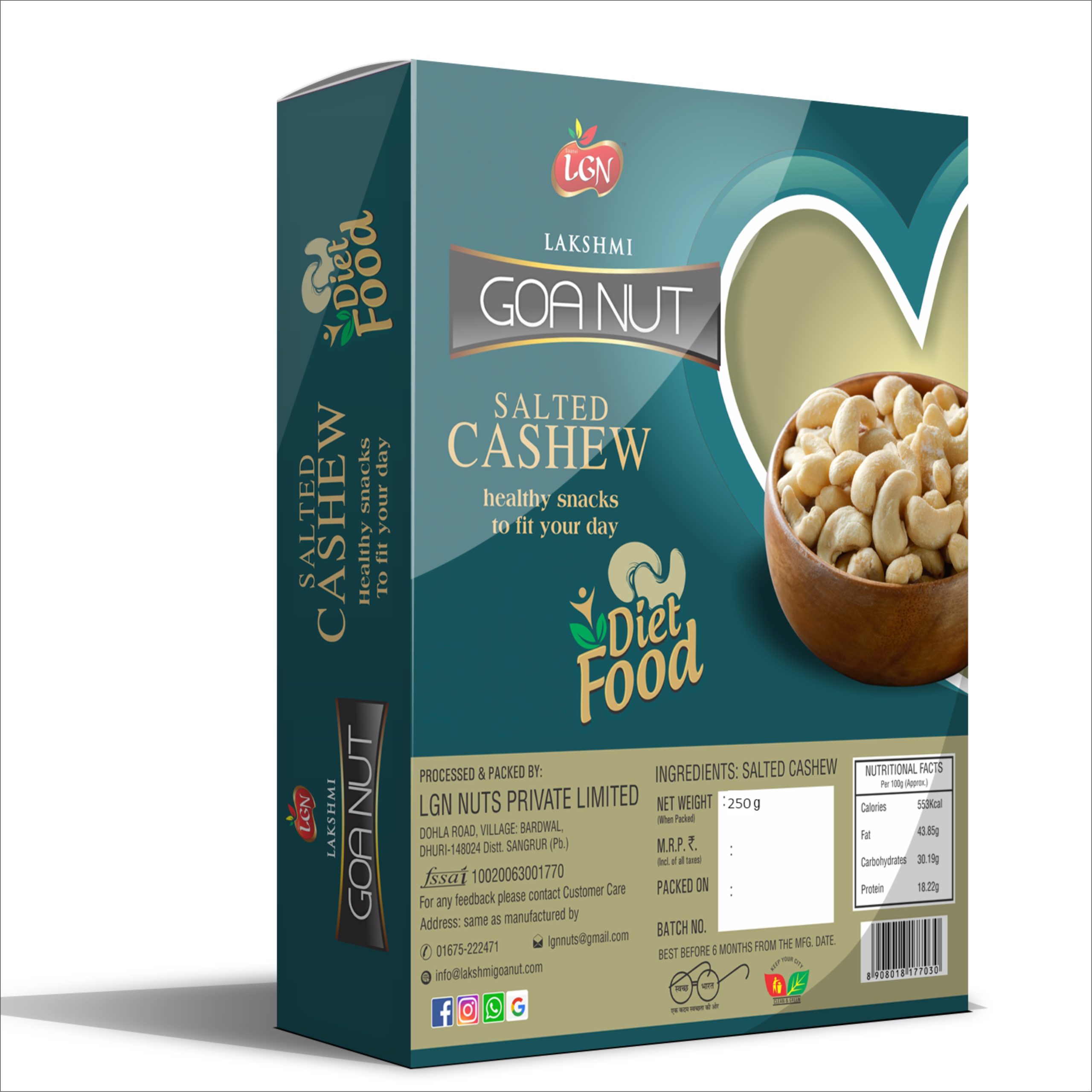 LGN Roasted & Salted Premium Cashew Nuts Box - Image 3