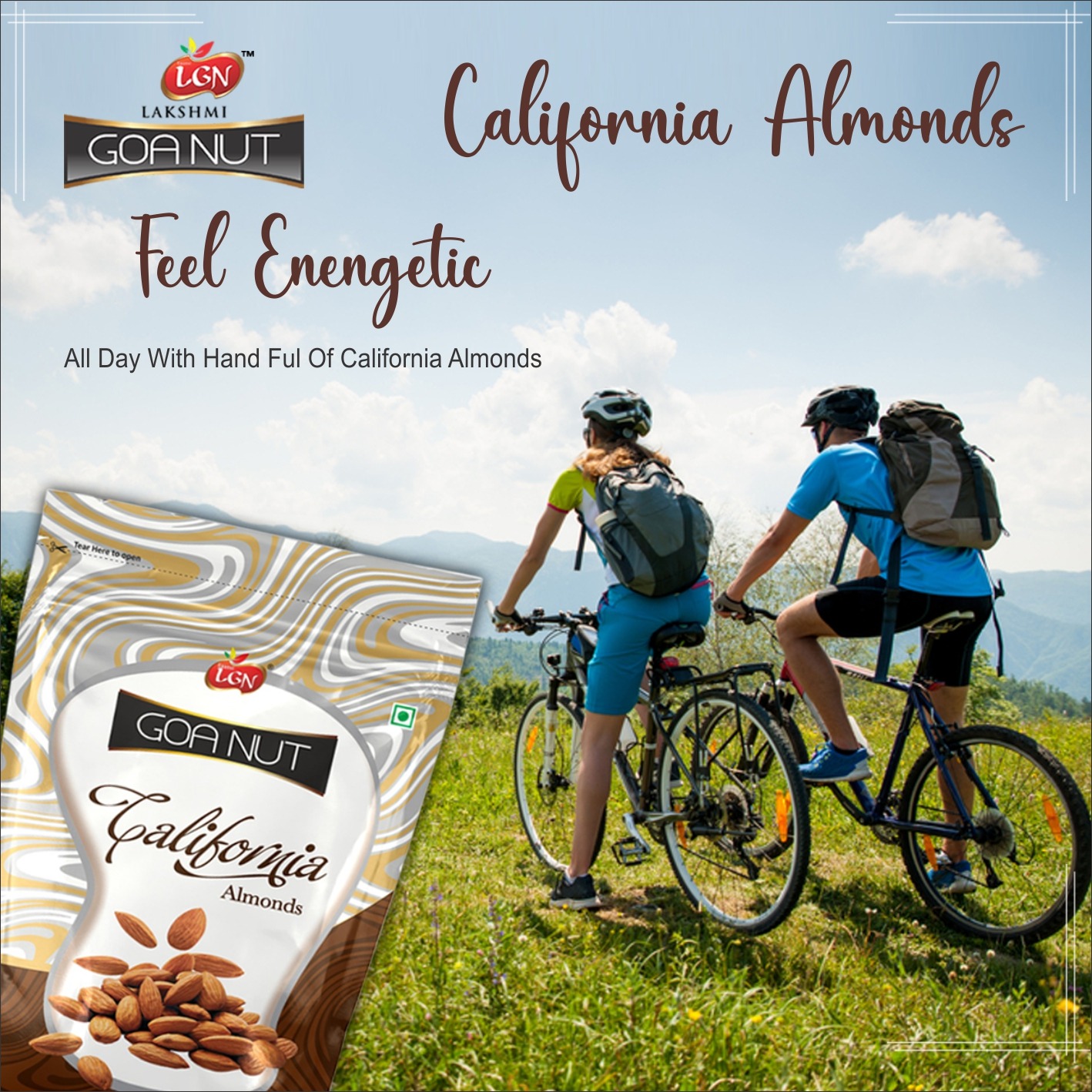 LGN 100% Natural Premium California Almonds Pouch - Image 3