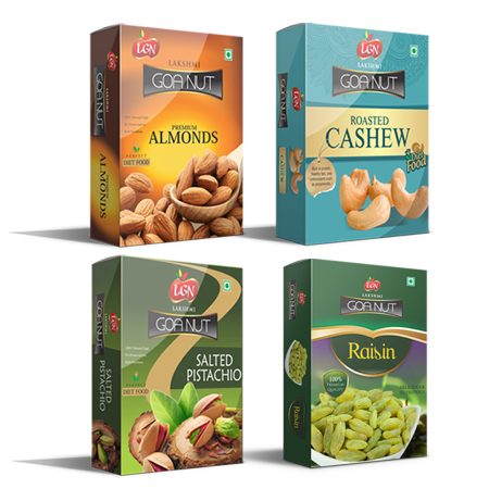 Premium Nuts & Dry Fruits Combo 1000g (Cashew Roasted ,Almonds Roasted,Green Raisins & Pistachio Roasted 250g Each Box)