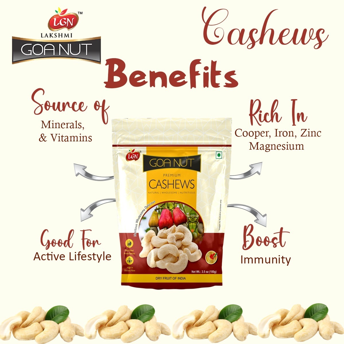 Premium Nuts Combo (Whole Cashews & California Almonds250g Each) 500g - Image 3